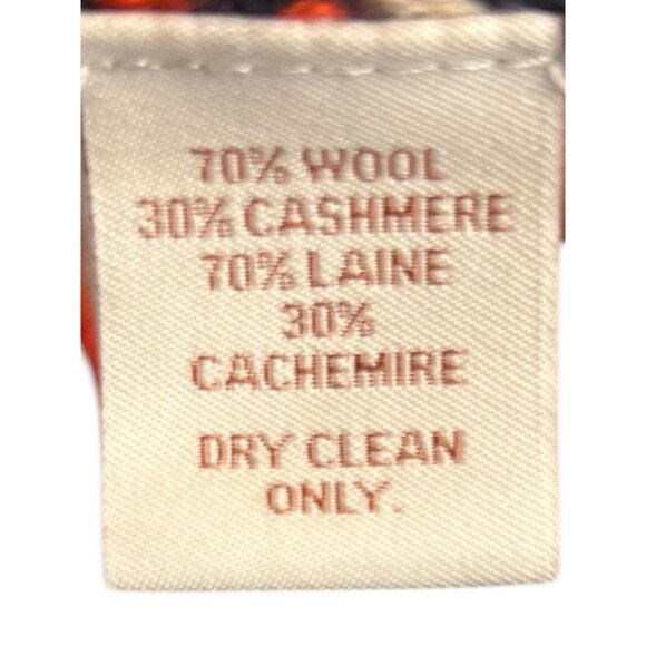 Scripted Ethan Windowpane Plaid Navy Orange Sweater distressed fringe - Picture 9 of 10